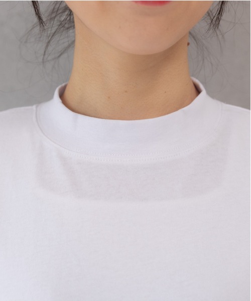 PREFERIR（プレフェリール）の「モックネック フレンチスリーブ 美人映え tシャツ 綿100% コットン（Tシャツ/カットソー・レディース・ホワイト/モカ/チャコールグレー/ブラック・MEDIUM/SMALL/LARGE）」の7枚目の写真