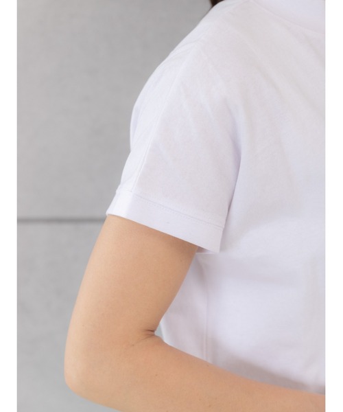 PREFERIR（プレフェリール）の「モックネック フレンチスリーブ 美人映え tシャツ 綿100% コットン（Tシャツ/カットソー・レディース・ホワイト/モカ/チャコールグレー/ブラック・MEDIUM/SMALL/LARGE）」の6枚目の写真