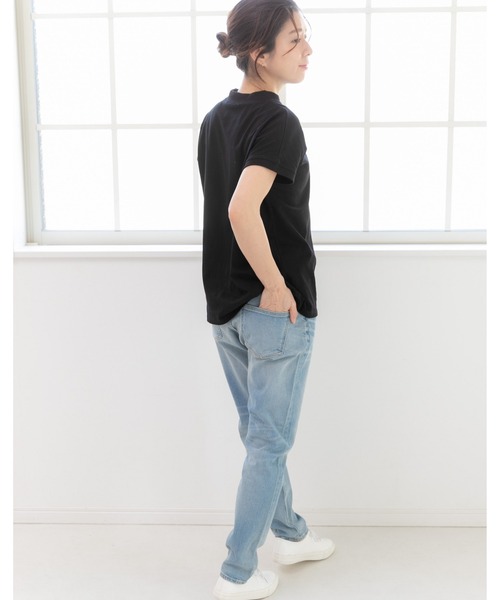 PREFERIR（プレフェリール）の「モックネック フレンチスリーブ 美人映え tシャツ 綿100% コットン（Tシャツ/カットソー・レディース・ホワイト/モカ/チャコールグレー/ブラック・MEDIUM/SMALL/LARGE）」の17枚目の写真