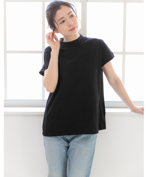 PREFERIR（プレフェリール）の「モックネック フレンチスリーブ 美人映え tシャツ 綿100% コットン（Tシャツ/カットソー・レディース・ホワイト/モカ/チャコールグレー/ブラック・MEDIUM/SMALL/LARGE）」の19枚目の写真
