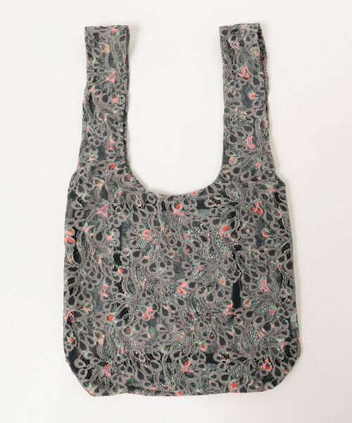 Ray BEAMS（レイビームス）の「HEY！Mrs ROSE × Ray BEAMS / 別注 ミニ レース プリント バッグ（トートバッグ・レディース・チャコールグレー/マスタード・ONE SIZE）」の6枚目の写真