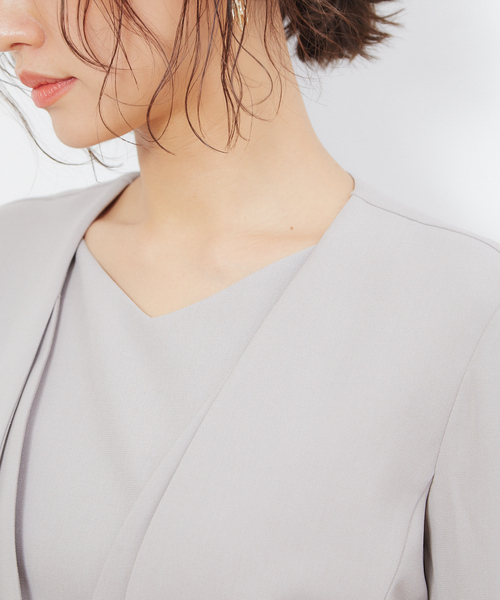 abahouse mavie（アバハウスマヴィ）の「【追加生産】【セットアップ対応】ecru ストレッチノーカラ－ジャケット（ノーカラージャケット・レディース・ネイビー/ブラック/グレイッシュベージュ・38/36）」の10枚目の写真