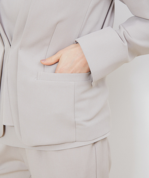 abahouse mavie（アバハウスマヴィ）の「【追加生産】【セットアップ対応】ecru ストレッチノーカラ－ジャケット（ノーカラージャケット・レディース・ネイビー/ブラック/グレイッシュベージュ・38/36）」の12枚目の写真