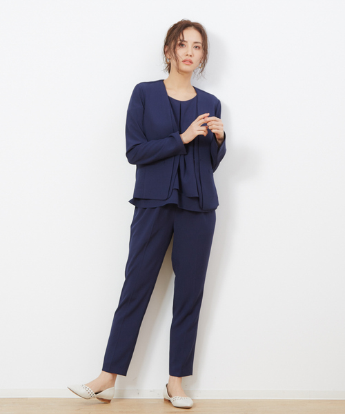 abahouse mavie（アバハウスマヴィ）の「【追加生産】【セットアップ対応】ecru ストレッチノーカラ－ジャケット（ノーカラージャケット・レディース・ネイビー/ブラック/グレイッシュベージュ・38/36）」の17枚目の写真