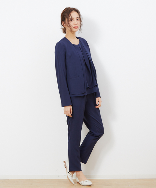 abahouse mavie（アバハウスマヴィ）の「【追加生産】【セットアップ対応】ecru ストレッチノーカラ－ジャケット（ノーカラージャケット・レディース・ネイビー/ブラック/グレイッシュベージュ・38/36）」の18枚目の写真