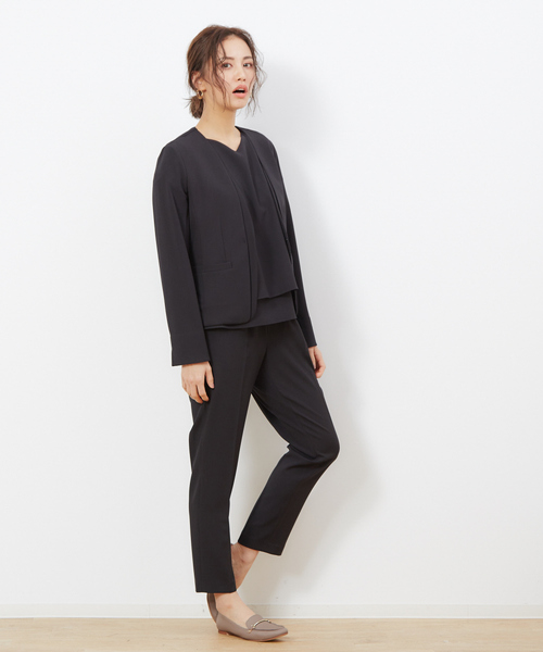 abahouse mavie（アバハウスマヴィ）の「【追加生産】【セットアップ対応】ecru ストレッチノーカラ－ジャケット（ノーカラージャケット・レディース・ネイビー/ブラック/グレイッシュベージュ・38/36）」の22枚目の写真