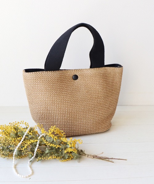 BLUEEAST(ブルーイースト)の「ミニトートかごバッグ(かごバッグ・レディース・ブラック/ホワイト・FREE)」の1枚目の写真