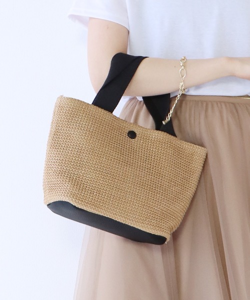 BLUEEAST(ブルーイースト)の「ミニトートかごバッグ(かごバッグ・レディース・ブラック/ホワイト・FREE)」の20枚目の写真