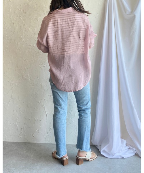 She's Closet(シーズクローゼット)の「ラウンドヘム長袖シアーシャツ(シャツ/ブラウス・レディース・ミント/ベージュ/ピンク/パープル/ホワイト・FREE)」の11枚目の写真