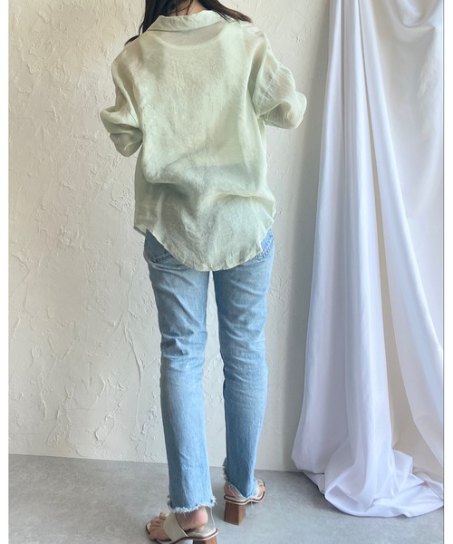 She's Closet(シーズクローゼット)の「ラウンドヘム長袖シアーシャツ(シャツ/ブラウス・レディース・ミント/ベージュ/ピンク/パープル/ホワイト・FREE)」の17枚目の写真