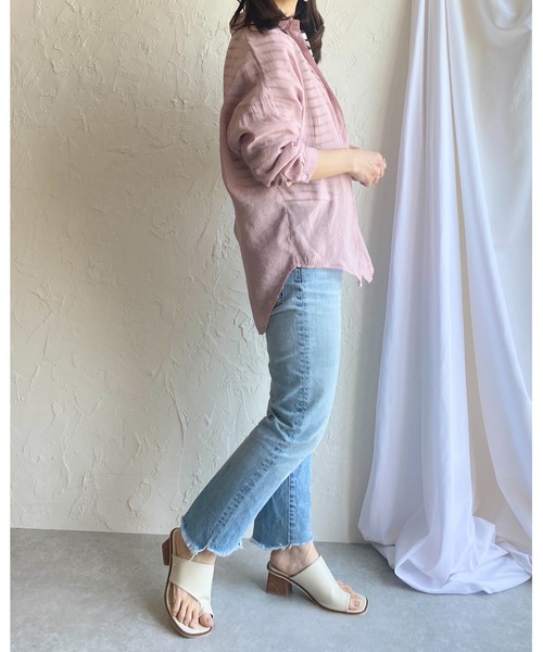 She's Closet(シーズクローゼット)の「ラウンドヘム長袖シアーシャツ(シャツ/ブラウス・レディース・ミント/ベージュ/ピンク/パープル/ホワイト・FREE)」の19枚目の写真