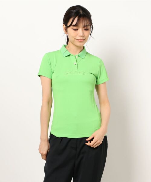 Loudmouth(ラウドマウス)の「LOUDMOUTH/ラウドマウス ゴルフウェア 吸汗速乾 UVカット 抗菌消臭 無地 ボタンダウン 半袖 ポロシャツ(ポロシャツ・レディース・イエロー/レッド/ライトブルー/ネイビー/グリーン/ピンク/オレンジ/ブラック/ホワイト・S/M/L/LL)」の4枚目の写真