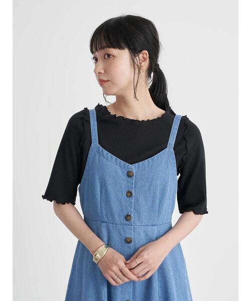 earth music&ecology（アースミュージックアンドエコロジー）の「【WEB限定】フロント釦デニムワンピース ＊（ワンピース・レディース・インディゴブルー/ライトインディゴブルー・FREE）」の10枚目の写真