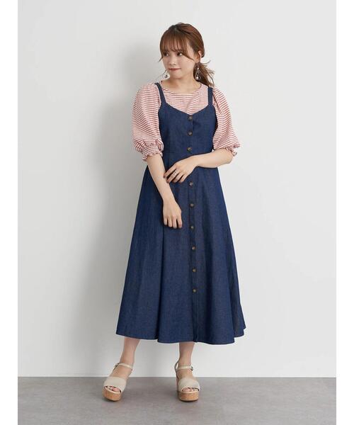 earth music&ecology（アースミュージックアンドエコロジー）の「【WEB限定】フロント釦デニムワンピース ＊（ワンピース・レディース・インディゴブルー/ライトインディゴブルー・FREE）」の15枚目の写真