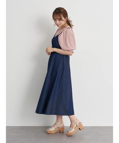 earth music&ecology（アースミュージックアンドエコロジー）の「【WEB限定】フロント釦デニムワンピース ＊（ワンピース・レディース・インディゴブルー/ライトインディゴブルー・FREE）」の16枚目の写真