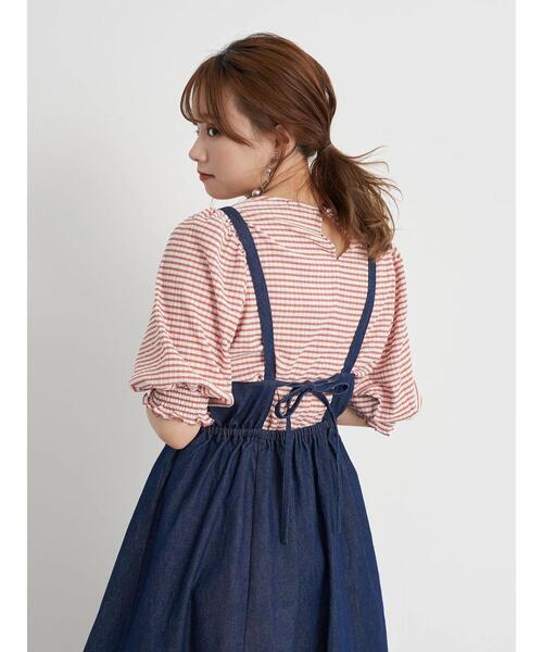 earth music&ecology（アースミュージックアンドエコロジー）の「【WEB限定】フロント釦デニムワンピース ＊（ワンピース・レディース・インディゴブルー/ライトインディゴブルー・FREE）」の19枚目の写真