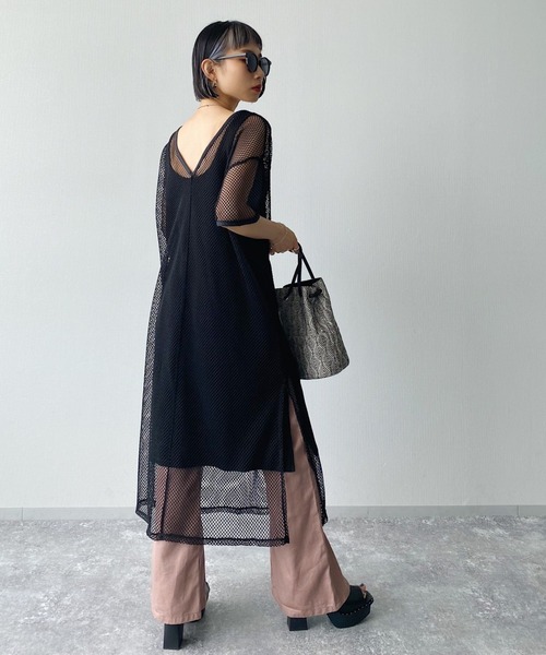 PAGEBOY(ページボーイ)の「ネットレースセットワンピース(ワンピース・レディース・ブラック/オフホワイト・FREE)」の6枚目の写真