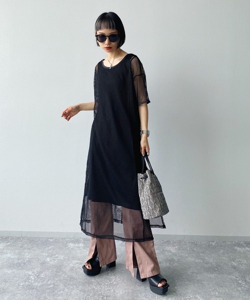 PAGEBOY(ページボーイ)の「ネットレースセットワンピース(ワンピース・レディース・ブラック/オフホワイト・FREE)」の7枚目の写真