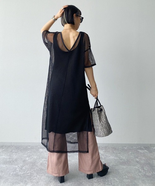 PAGEBOY(ページボーイ)の「ネットレースセットワンピース(ワンピース・レディース・ブラック/オフホワイト・FREE)」の8枚目の写真