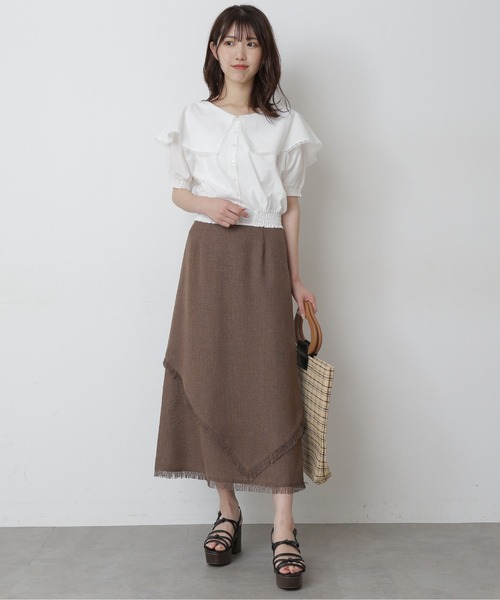 FREE'S MART（フリーズマート）の「◆アシメレイヤードフリンジスカート（スカート・レディース・ブラック/ベージュ/ブラウン・FREE）」の4枚目の写真