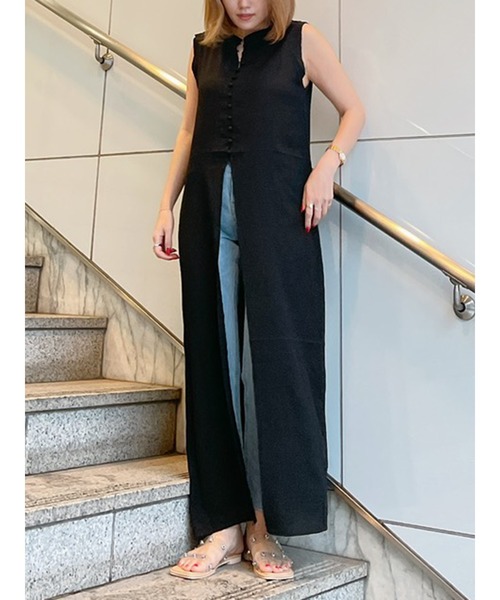 Vicente（ヴィセンテ）の「Sherbet long tops（シャツ/ブラウス・レディース・ブラック/オフホワイト・FREE）」の5枚目の写真