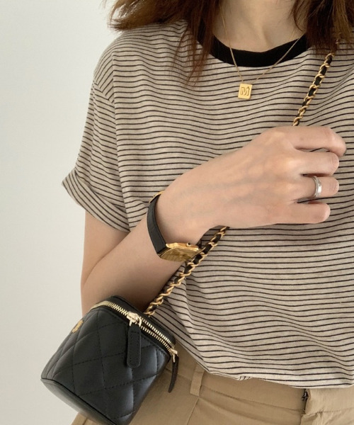 emi+（エミプラス）の「配色ルーズボーダーカットソー（Tシャツ/カットソー・レディース・ベージュ/オレンジ/ベージュ系その他・L/M/S）」の2枚目の写真