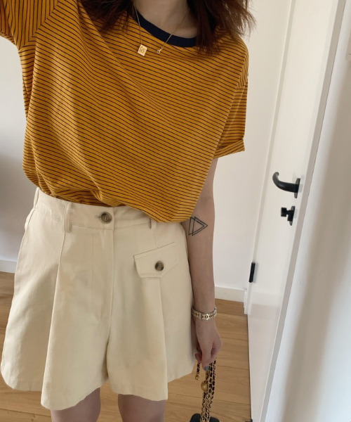 emi+（エミプラス）の「配色ルーズボーダーカットソー（Tシャツ/カットソー・レディース・ベージュ/オレンジ/ベージュ系その他・L/M/S）」の14枚目の写真