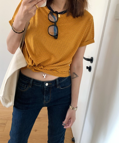 emi+（エミプラス）の「配色ルーズボーダーカットソー（Tシャツ/カットソー・レディース・ベージュ/オレンジ/ベージュ系その他・L/M/S）」の17枚目の写真