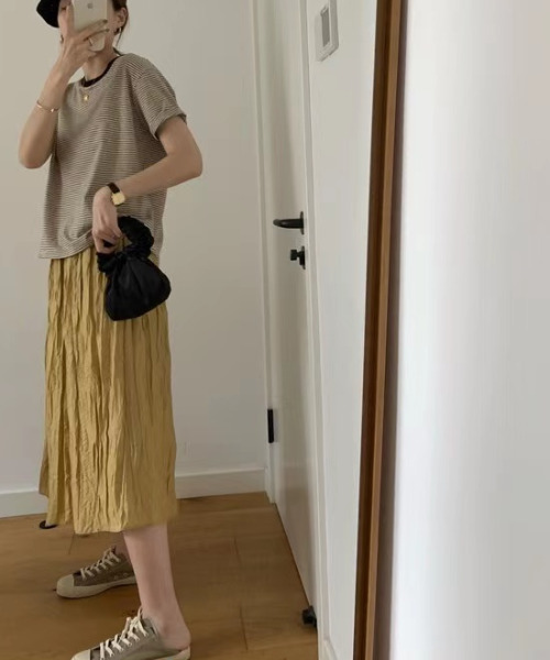 emi+（エミプラス）の「配色ルーズボーダーカットソー（Tシャツ/カットソー・レディース・ベージュ/オレンジ/ベージュ系その他・L/M/S）」の15枚目の写真