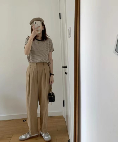 emi+（エミプラス）の「配色ルーズボーダーカットソー（Tシャツ/カットソー・レディース・ベージュ/オレンジ/ベージュ系その他・L/M/S）」の11枚目の写真