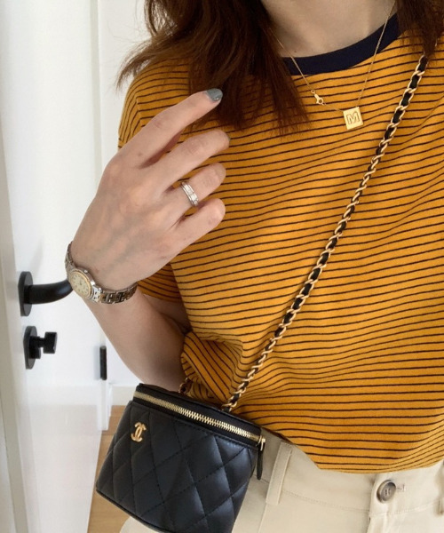 emi+（エミプラス）の「配色ルーズボーダーカットソー（Tシャツ/カットソー・レディース・ベージュ/オレンジ/ベージュ系その他・L/M/S）」の22枚目の写真