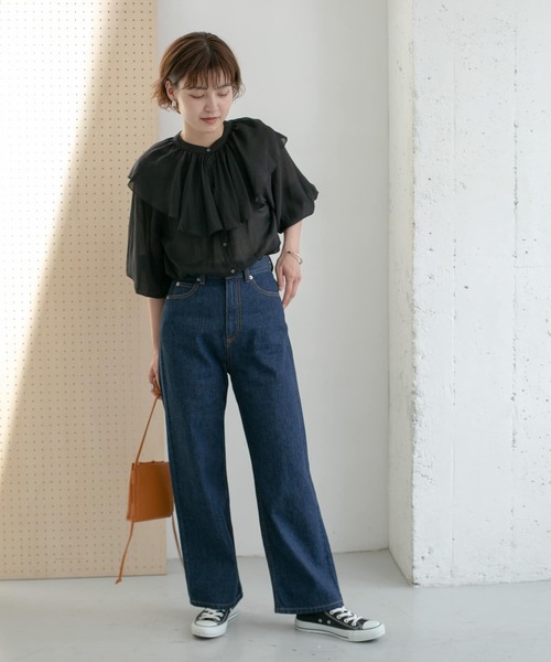 KBF（ケイビーエフ）の「つけ襟マルチWAYギャザーブラウス（シャツ/ブラウス・レディース・ベージュ系その他/ブラック/アイボリー・ONE）」の22枚目の写真