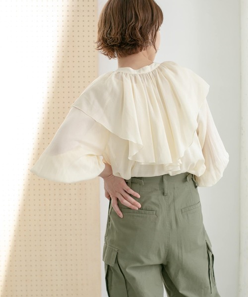 KBF（ケイビーエフ）の「つけ襟マルチWAYギャザーブラウス（シャツ/ブラウス・レディース・ベージュ系その他/ブラック/アイボリー・ONE）」の21枚目の写真