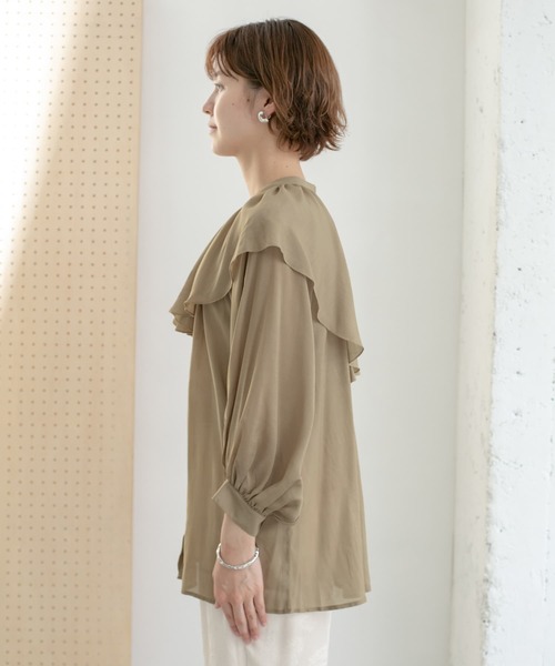 KBF（ケイビーエフ）の「つけ襟マルチWAYギャザーブラウス（シャツ/ブラウス・レディース・ベージュ系その他/ブラック/アイボリー・ONE）」の16枚目の写真