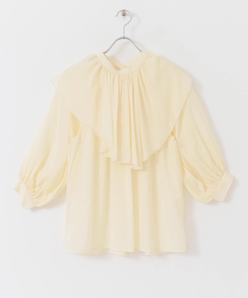 KBF（ケイビーエフ）の「つけ襟マルチWAYギャザーブラウス（シャツ/ブラウス・レディース・ベージュ系その他/ブラック/アイボリー・ONE）」の14枚目の写真