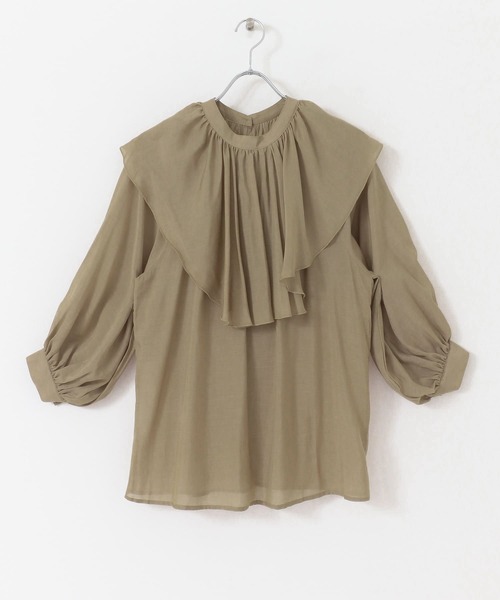 KBF（ケイビーエフ）の「つけ襟マルチWAYギャザーブラウス（シャツ/ブラウス・レディース・ベージュ系その他/ブラック/アイボリー・ONE）」の13枚目の写真