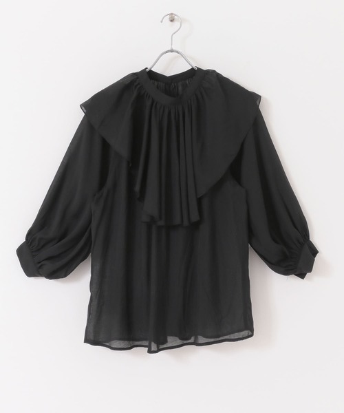 KBF（ケイビーエフ）の「つけ襟マルチWAYギャザーブラウス（シャツ/ブラウス・レディース・ベージュ系その他/ブラック/アイボリー・ONE）」の12枚目の写真