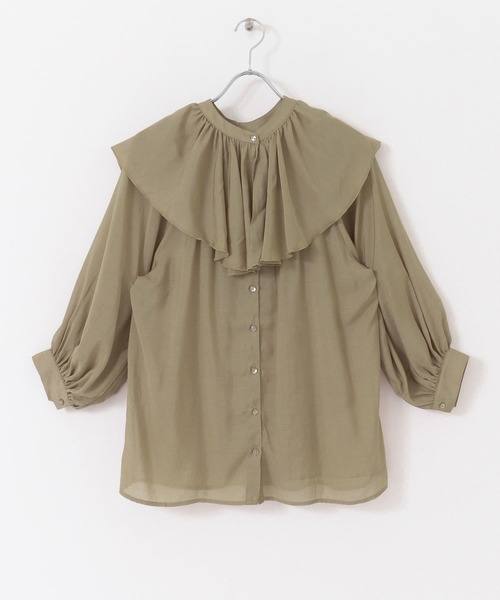 KBF（ケイビーエフ）の「つけ襟マルチWAYギャザーブラウス（シャツ/ブラウス・レディース・ベージュ系その他/ブラック/アイボリー・ONE）」の9枚目の写真
