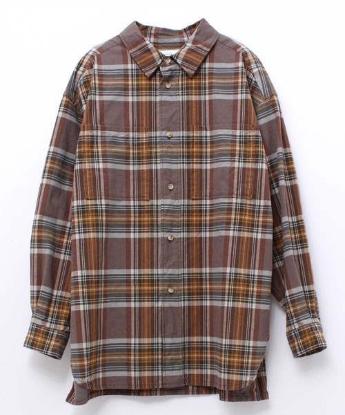 RNA - RNA BIGチェックシャツ B2778 レギュラーカラーチェックシャツ(M カーキベージュ