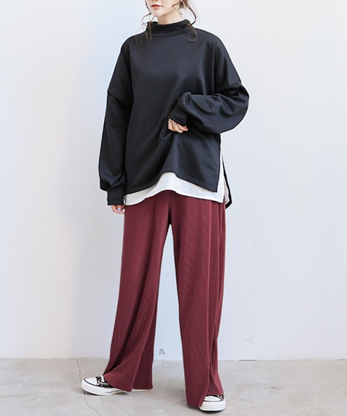 Amulet(アミュレット)の「プリーツワイドパンツ(その他パンツ・レディース・ホワイト/ブラック/ベージュ/パープル/グレー・FREE)」の1枚目の写真