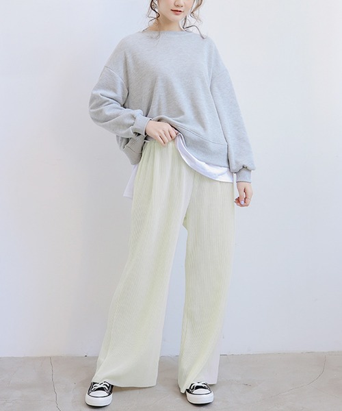 Amulet(アミュレット)の「プリーツワイドパンツ(その他パンツ・レディース・ホワイト/ブラック/ベージュ/パープル/グレー・FREE)」の2枚目の写真