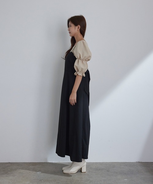 vis-`a-vis（ビサビ）の「【WEB限定】バックリボン合皮パイピングジャンパースカート（ワンピース・レディース・ブラック/ブラック系その他/ベージュ・S/M）」の13枚目の写真