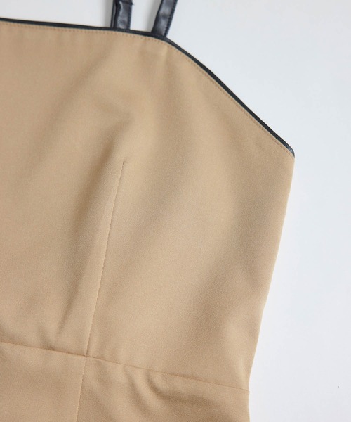 vis-`a-vis（ビサビ）の「【WEB限定】バックリボン合皮パイピングジャンパースカート（ワンピース・レディース・ブラック/ブラック系その他/ベージュ・S/M）」の20枚目の写真