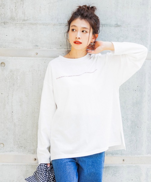 coca（coca）（コカ）の「クルーネックアソートプリントロンTee（Tシャツ/カットソー・レディース・ブラック/ホワイト/カーキ/ホワイト系その他・L/M）」の2枚目の写真