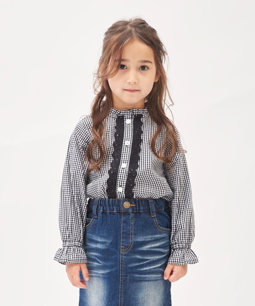 RUGGEDWORKS（ラゲッドワークス）の「スタンドフリルブラウス（シャツ/ブラウス・キッズ・オフホワイト/ブラック・90/100/110/120/130/140/150）」の2枚目の写真