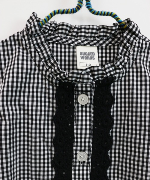 RUGGEDWORKS（ラゲッドワークス）の「スタンドフリルブラウス（シャツ/ブラウス・キッズ・オフホワイト/ブラック・90/100/110/120/130/140/150）」の5枚目の写真