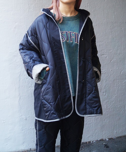 179/WG（イチナナキュウダブルジー）の「異素材切り替えキルティングコート（その他アウター・レディース・ブラック/オフホワイト/カーキ・MEDIUM）」の14枚目の写真