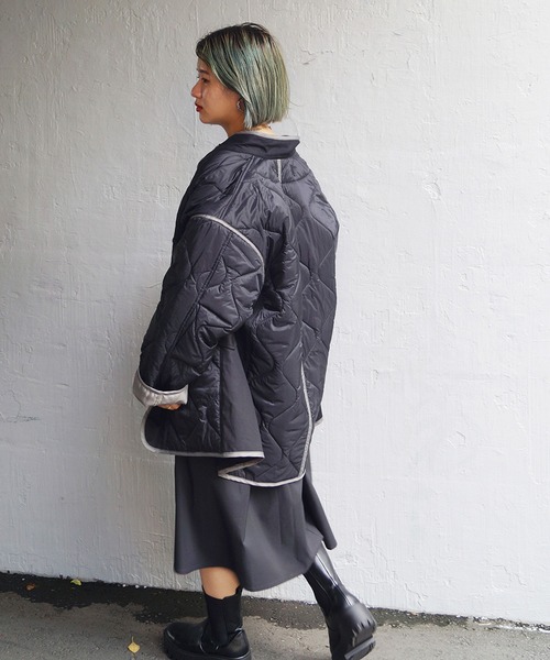 179/WG（イチナナキュウダブルジー）の「異素材切り替えキルティングコート（その他アウター・レディース・ブラック/オフホワイト/カーキ・MEDIUM）」の9枚目の写真