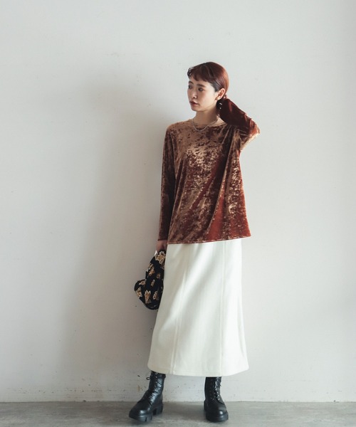 FIL DE FER（フィルデフェール）の「blingベロア クルーネック