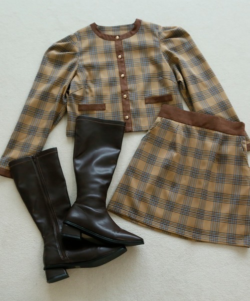 Seemi. byNICECLAUP( シーミーバイナイスクラップ)の「パイピングアソートジャケット〈セットアップスカート有り〉(その他アウター・レディース・グレー系その他/チェック/ブラック系その他・FREE)」の13枚目の写真